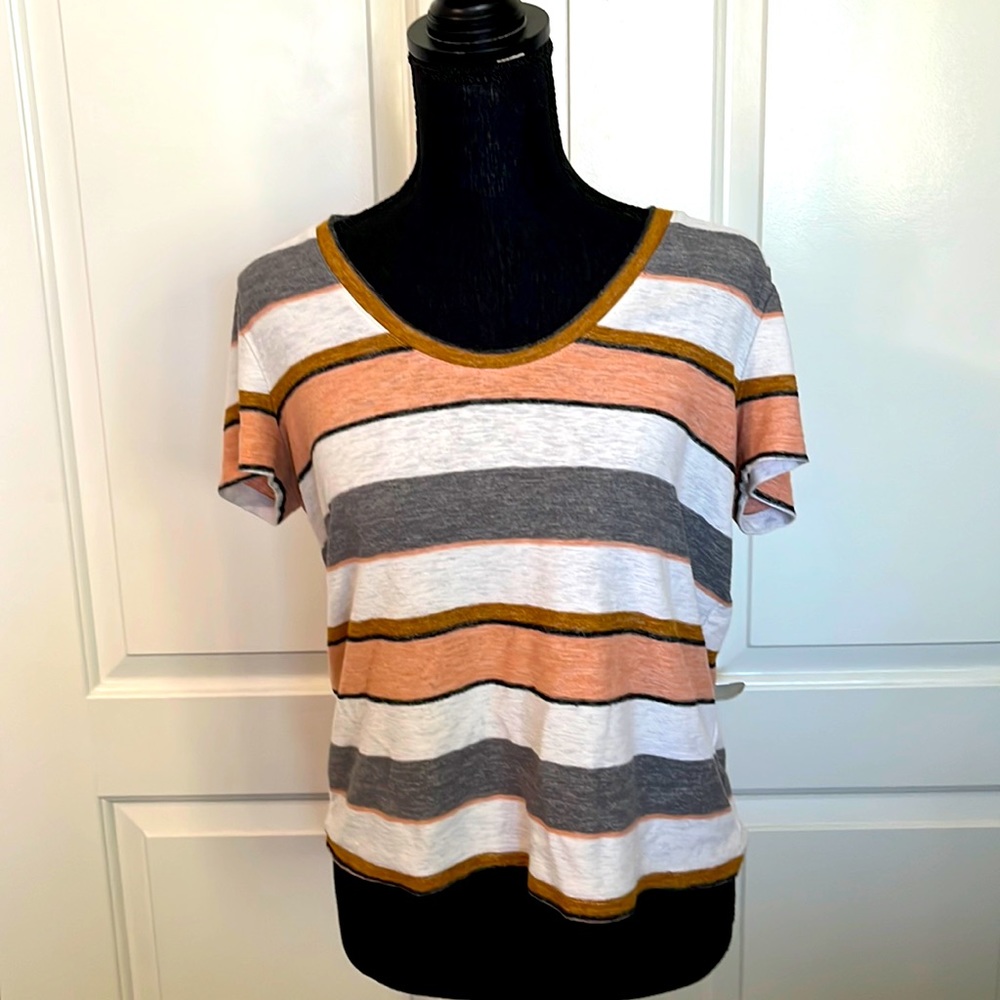 Madewell Striped, Cropped Short Sleeve Shirt
